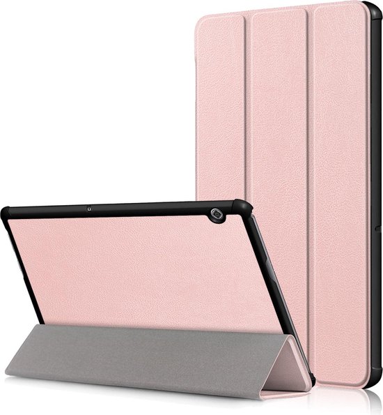 bol.com | Huawei MediaPad T5 10.1 Inch Tablet Hoesje – Flip Cover Book Case  – Rose Gold