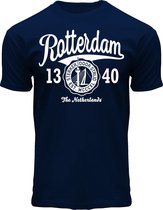 Fox Originals Rotterdam Seal Bridge T-shirt Heren & Dames Katoen Navy  Blauw Maat XL