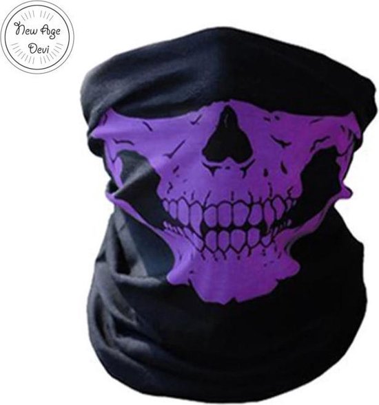 Balaclava Gezicht Shield Tactische Masker Paars 3D Schedel Sport Nek Warm Motor Masker Volgelaatsmasker Winddicht Motorfiets Mondkap Ski Outdoor Sport - Snel drogend - ademende stof