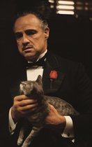 ? The Godfather • Vito Corleone With Cat Canvas 90x60 cm • Foto print op Canvas schilderij ( Wanddecoratie woonkamer / slaapkamer / keuken / kantoor / bar / restaurant ) / The Godf