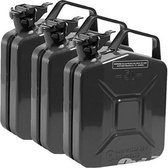 Oxid7® benzinejerrycan brandstofjerrycan metaal 3x 5 liter - met UN-keurmerk - TÜV Rheinland gecertificeerd - typegoedkeuring - behandeld met moffelen - jerrycan met bajonetsluitin