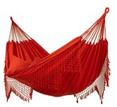 Hangmat Familie 'Fine' Red (Rood) | Bijpasende opbergtas | 200 KG | Handgemaakt in Brazilië | 1% For The Planet | Tropilex