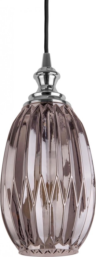 Leitmotiv Posh Oval – Hanglamp – Glas – Ø14,5 x 22 cm – Grijs
