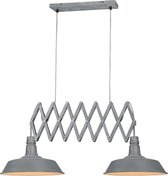 LED Hanglamp - Trion Detrino - E27 Fitting - 2-lichts - Rond - Beton Look - Aluminium - BSE