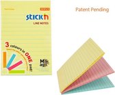Stick'n Notitieblok - sticky notes - 152x101mm, 3 pastel gelijnd kleuren, 90 memoblaadjes
