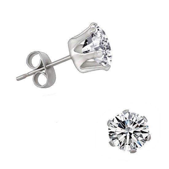 Fako Bijoux® - Boucles d'oreilles - Plug - Acier inoxydable - Zircon - 6mm