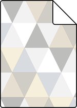 Proefstaal ESTAhome behangpapier driehoekjes lichtgrijs, beige en wit - 128707 - 26,5 x 21 cm