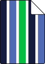Proefstaal ESTAhome behang strepen marine blauw en groen - 115819 - 26,5 x 21 cm
