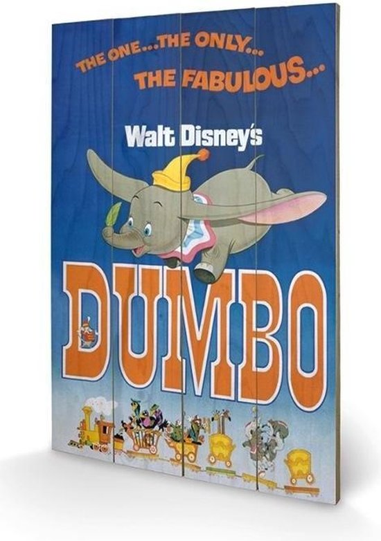 Poster - Disney Houten Dumbo - 59 X 40 Cm - Multicolor