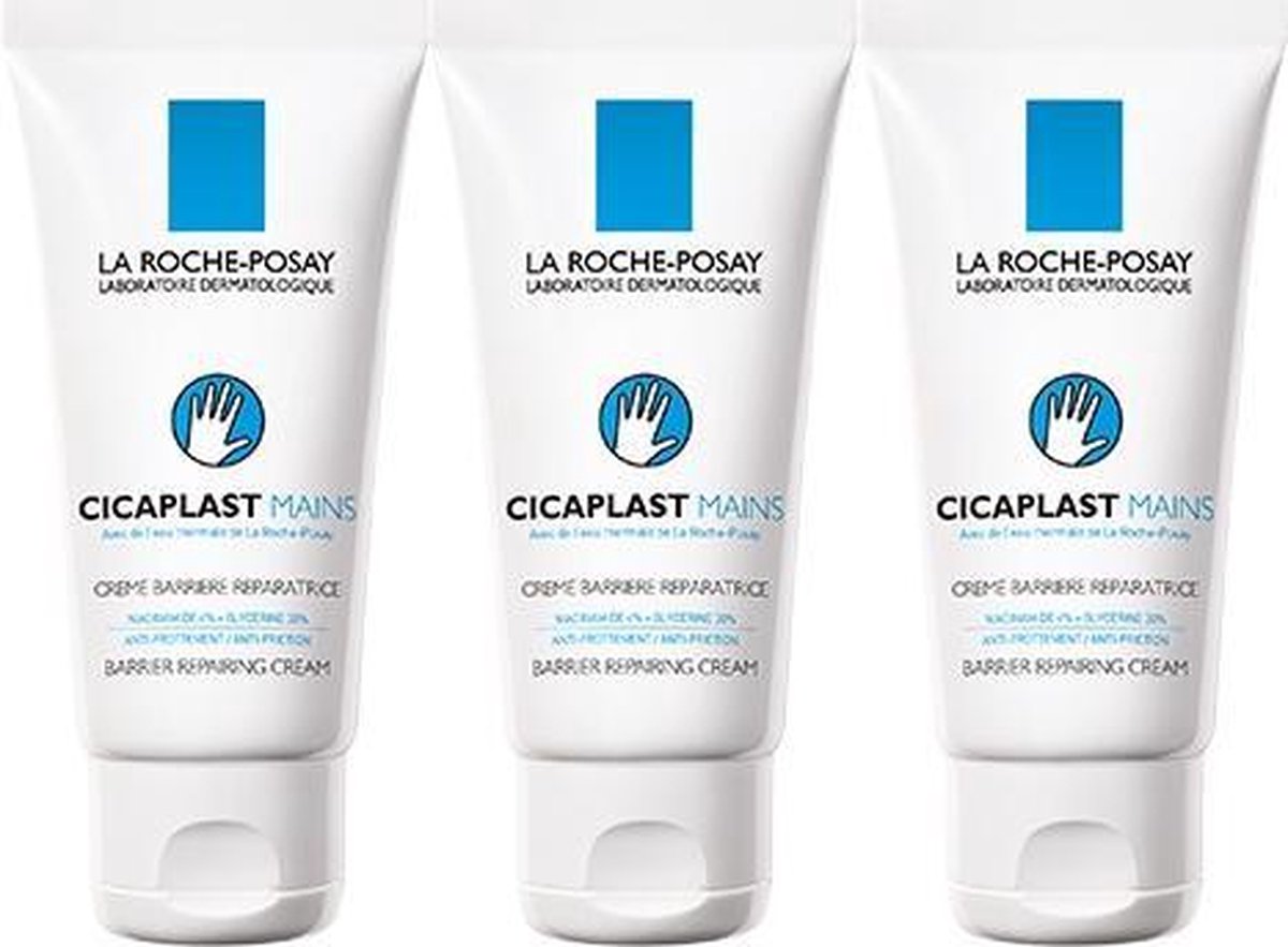 La Roche-Posay Cicaplast handcrème - voor droge, geïrriteerde handen met kloven - 3x50ml