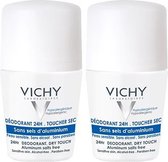 Vichy Deodorant Reactieve huid roller 24 uur - Droog effect- zonder aluminiumzouten - 2 x 50 ml