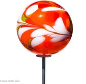 Glass Garden Deco - Tuindecoratie - Handgemaakte glassculptuur - Bol van glas - Oranje - D=18