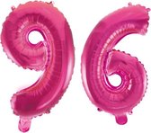 Folieballon 96 jaar roze 41cm