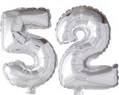 Folieballon 52 jaar zilver 41cm