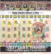 Grappige Klassieke Muziek Dieren Stickers - Pianoleraar 5 Pack - Great Animal Composers