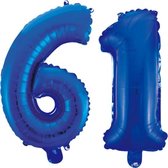 Folieballon 61 jaar blauw 86cm