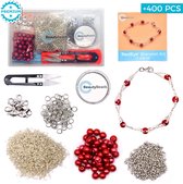 BeautyBeads REDEYE Armband Sieradenpakket – Uitgebreide Juwelenkit met Kralen en Gereedschap – Zelf Juwelen Maken met +400 Onderdelen – Doe Het Zelf Armband Kit BB103