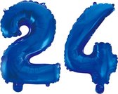 Folieballon 24 jaar blauw 41cm