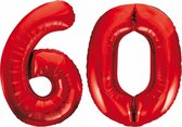 Folieballon 60 jaar rood 86cm