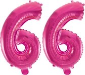 Folieballon 66 jaar roze 41cm