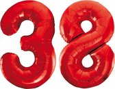 Folieballon 38 jaar rood 86cm