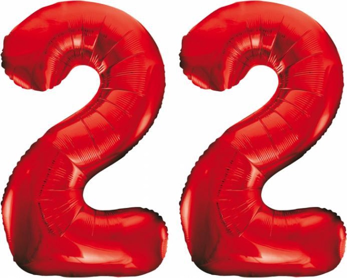 Folieballon 22 jaar rood 86cm