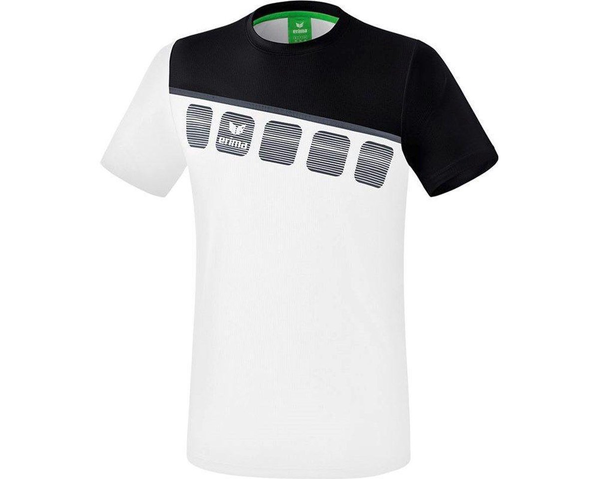 Erima 5-C T-Shirt Kinderen - Wit / Zwart / Donkergrijs | Maat: 152