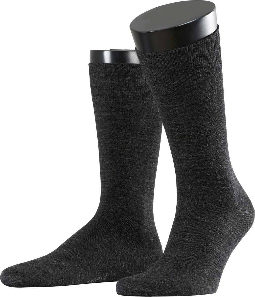Esprit Basic Wool 2-Pack huidvriendelijk duurzaam wol katoen multipack sokken heren grijs - maat 43-46