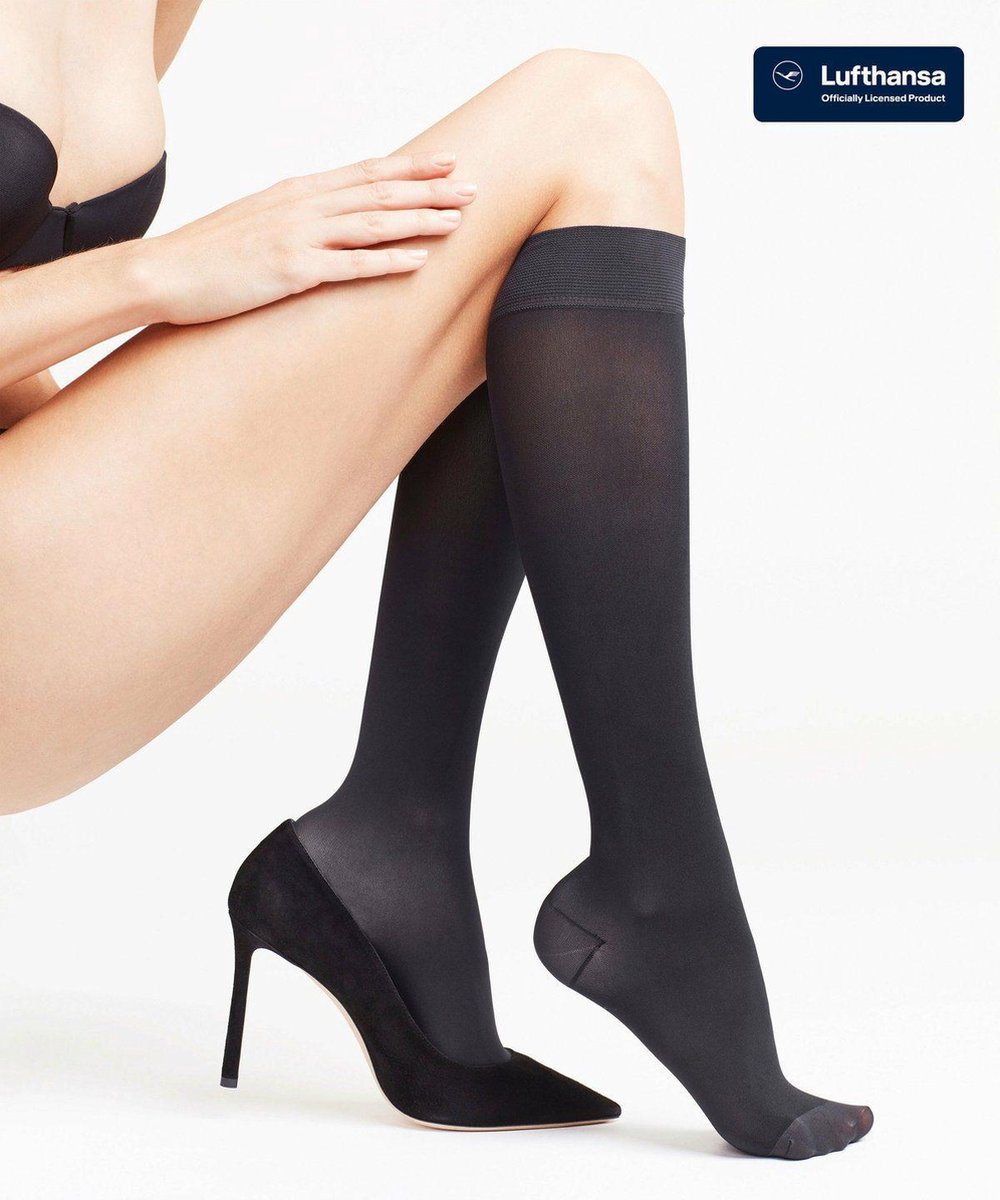 Falke Energize met compressie materiaal halfdoorzichtig 50 DEN kniekousen dames zwart-36 zwart 3009