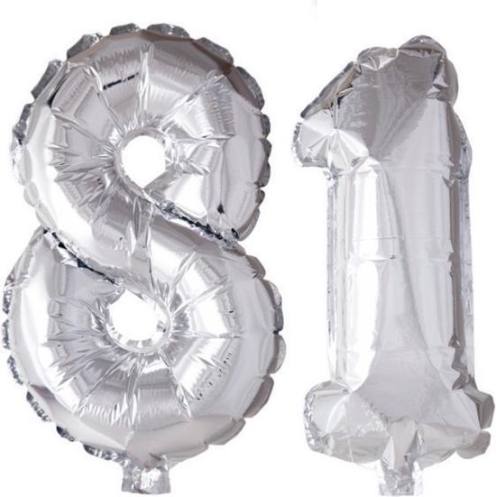 Folieballon 81 jaar zilver 41cm
