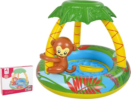 zuur maak een foto Verstrikking Baby/peuter opblaasbaar zwembad met aap - peuterbad - zonnescherm zachte  vloer | bol.com