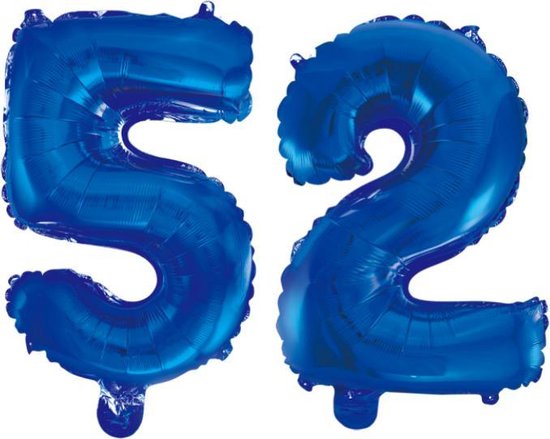 Folieballon 52 jaar blauw 41cm