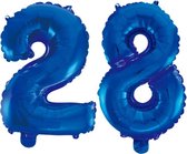 Folieballon 28 jaar blauw 41cm