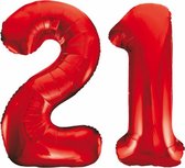 Folieballon 21 jaar rood 86cm