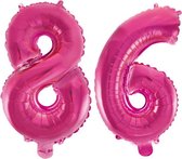 Folieballon 86 jaar roze 86cm