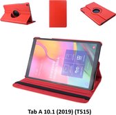 360 degree Draaibaar Rood Book Case Tablethoes voor Samsung Tab A 10.1 (2019) (T515) -2 kijkstanden - Kunstleer