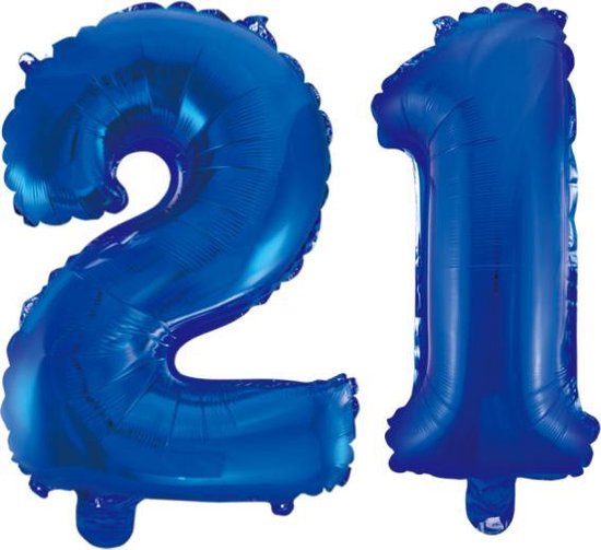 Folieballon 21 jaar blauw 86cm