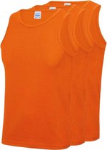 3-Pack Maat XL - Sport singlets/hemden oranje voor heren - Hardloopshirts/sportshirts - Sporten/hardlopen/fitness/bodybuilding - Sportkleding top oranje voor mannen