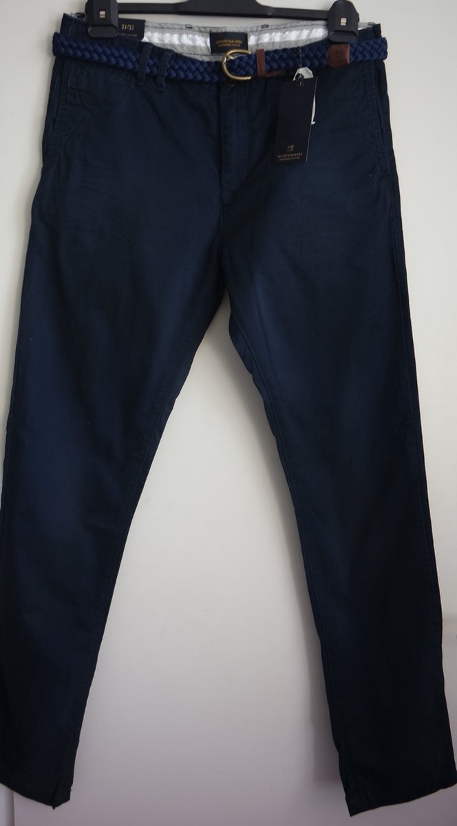 Scotch&Soda Warren Broek Met Riem Donker Blauw