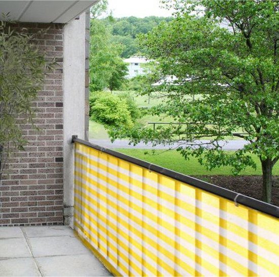 pantoffel Gestaag Instrueren Balkondoek/balkonscherm zonnescherm geel/wit 0,9 x 5 meter - Balkon of  dakterras... | bol.com