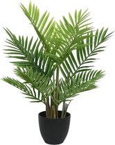 Groene Areca/goudpalm kunstplant 73 cm in zwarte pot - Kunstplanten/nepplanten - Palmen