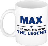 Naam cadeau Max - The man, The myth the legend koffie mok / beker 300 ml - naam/namen mokken - Cadeau voor o.a verjaardag/ vaderdag/ pensioen/ geslaagd/ bedankt
