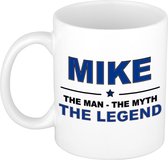 Naam cadeau Mike - The man, The myth the legend koffie mok / beker 300 ml - naam/namen mokken - Cadeau voor o.a verjaardag/ vaderdag/ pensioen/ geslaagd/ bedankt