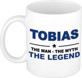 Tobias The man, The myth the legend cadeau koffie mok / thee beker 300 ml