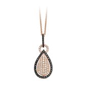 Velini jewels -P6214BL -Hanger+Ketting -925 Zilver rosé -Zwarte Cubic Zirkonia