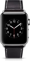 YONO Retro Leer Bandje geschikt voor Apple Watch Series 8 7 6 5 4 3 2 1 - 42 / 44 / 45 / 49 mm - Lederen iWatch Armband - Zwart