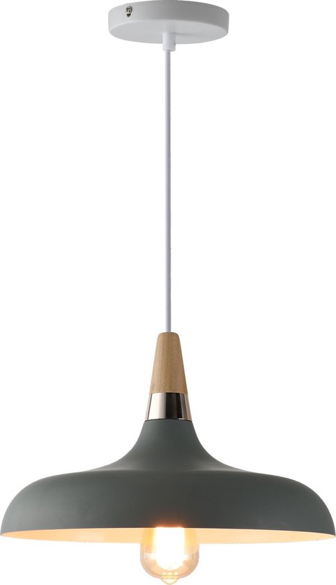 Hanglamp Grijs Aluminium met hout - Valott Hanna