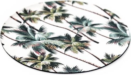 Computer - muismat vintage california palmtrees - rond - rubber - buigbaar - anti-slip - mousepad - Merkloos