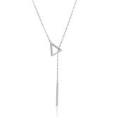 Fate Jewellery Ketting FJ474 – Triangle with drop bar – 925 Zilver – 45cm + 5cm