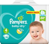 Pampers Baby-Dry Luiers - Maat 4 - 9 tot 14kg -86 stuks